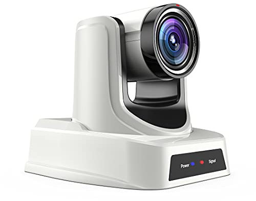 SMTAV NDI PTZ Camera,30x + 8X Zoom,Live Streaming Camera with HDMI,3G-SDI and IP Outputs,NDI HX 4.5,for Church,Conference,Teaching,Esports and More (30X, White)