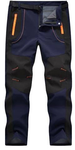donhobo Herren Wanderhose Wasserdicht Softshellhose Outdoorhose Thermohose Winddichte Skihose Warm Gefüttert Trekkinghose Schneehose (Marine, M)