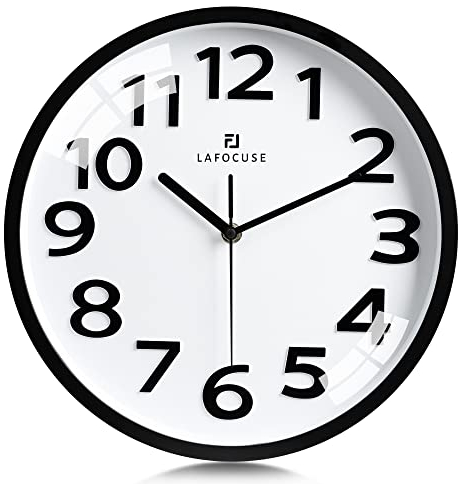 Lafocuse 3D Ziffern Lautlos Wanduhr Weiß, Modern Wanduhr 30cm Leicht zu Lesen, Ohne Ticken Geräuschlos Deko für Küche Wohnzimmer Schlafzimmer Büro
