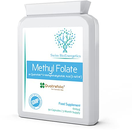 Methyl Folate 600µg - 90 Capsules as Quatrefolic 5-MTHF Supplement 6S-5-methyltetrahydrofolate – The 4th Generation of Folate a Highly biologically Active Form of Folic Acid/Vitamin B9 - UK Made