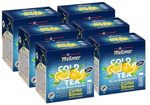 Me?mer Cold Tea Eistee Zitrone 6er Pack | Sommertee | Kaltaufguss | 6 x 14 Pyramidenbeutel
