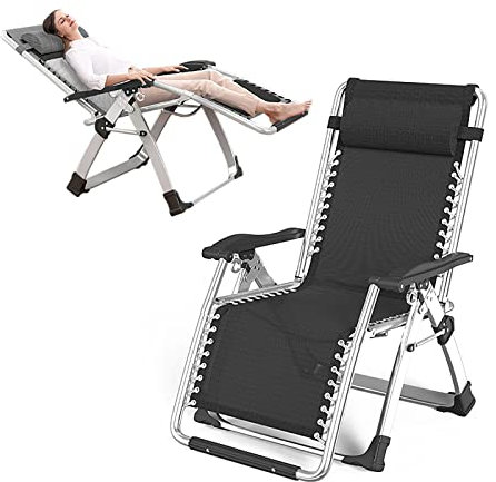 CHLDDHC 1pcs Zero Gravity Lawn Chair Lounge Chair Verstellbare Liege mit Kopfstütze Outdoor Campingstuhl Reclining Patio Sun Loungers for Poolside Backyard Beach Support 200kg/440lbs (A)