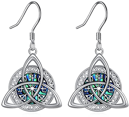 Wikinger Ohrringe für Damen - 925 Sterling Silber Keltischer Knoten Amulett Schutz Viel Glück Triskele Schmuck