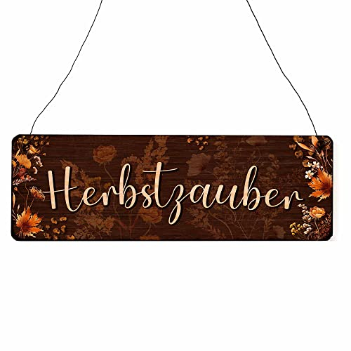 Interluxe Schild Holzschild - Herbstzauber Herbst 22 Dekoschild Türschild Besuch Gäste Blumen Landhaus