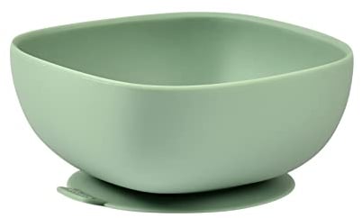 BÉABA, Bol de Silicona con Ventosa, Cuenco para Bebés y Niños, Antideslizante, Antivuelco, Se adhiere a la perfección a la mesa y bandeja de la trona, Microondas, Comida Infantil, verde salvia