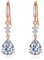Sterling Silver Dangle Earrings for Women, Hypoallergenic Cubic Zirconia Teardrop Dangle Drop CZ Earring Jewellery Gifts for Girls, Rose Gold