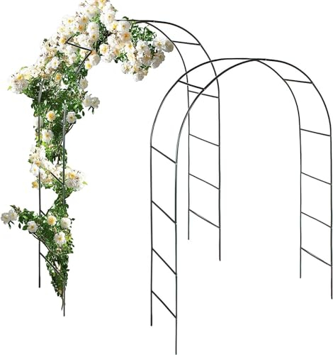 anaterra® Rosenbogen - Set, 2 Stück, Freistehend, Stabil, Metall, Grün - Rankhilfe, Gartenbogen, Rankbogen, Rosenhilfe, Rosen Torbogen, Rankgitter für Hochzeit, Garten, Balkon (Rosenbogen, 18mm)