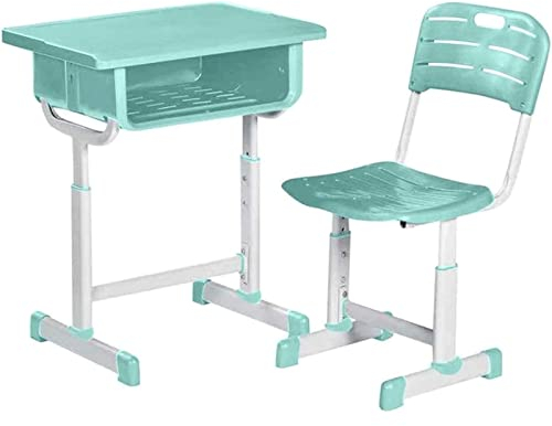 OLOTU Höhenverstellbares Kinderschreibtisch- und Stuhlset, Schreibtisch-Schreibtisch aus grünem Kunststoff, Multifunktionsstuhl mit ergonomischer Rückenlehne