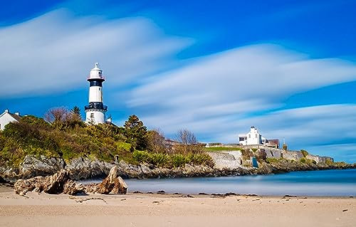 1000 Piece Wooden Jigsaw Puzzle, Ireland Lighthouse Ocean Beach Brain Challenge Jigsaw Puzzle 75X50Cm