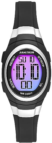 Armitron Sport Damen-Armbanduhr Digital Chronograph Resin Armband 45/7034, schwarz/Regenbogen, Modern