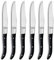 Pleafind couteau a steak, couteau steak 6 pièces de qualité supérieure, couteau a steak en acier inoxydable, noir élégant, couteau steak dentelés, couteau de table tranchants, couteau
