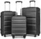 KONO Gepäck-Sets Kofferset Hartschale Koffer Reisekoffer Set 3 teilig Hartschalenkoffer Rollkoffer mit TSA Schloss und 4 Rollen (Koffer Trolleys Set, Grau)