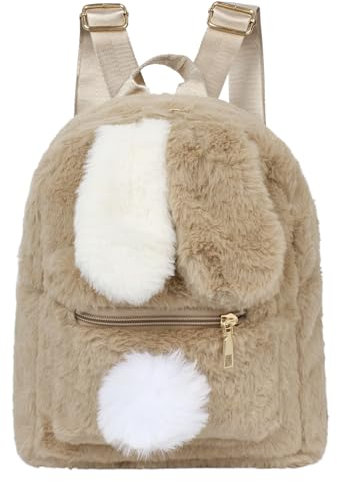 Mini sac à dos en peluche avec oreilles de lapin pour femme et fille, sac à dos décontracté, sac à main, petit sac à dos de voyage, kaki, taille unique