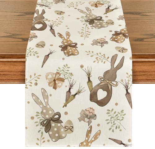 Artoid Mode Hasen Karotten Ostereier Ostern Tischläufer, Saisonnal Frühling Küche Esstisch Dekoration Drinnen Urlaub Party Dekor 40x100 cm