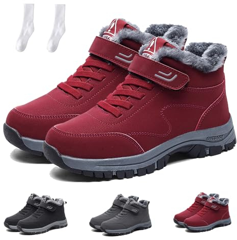 Orthoboots Pro - Ergonomische Winterstiefel, Damen Herren Ergonomische Winterstiefel - Schmerzlindernd, Rutschfest Schneestiefel (Rot, Erwachsene, Damen, 40, Numerisch, EU Schuhgrößensystem, M)