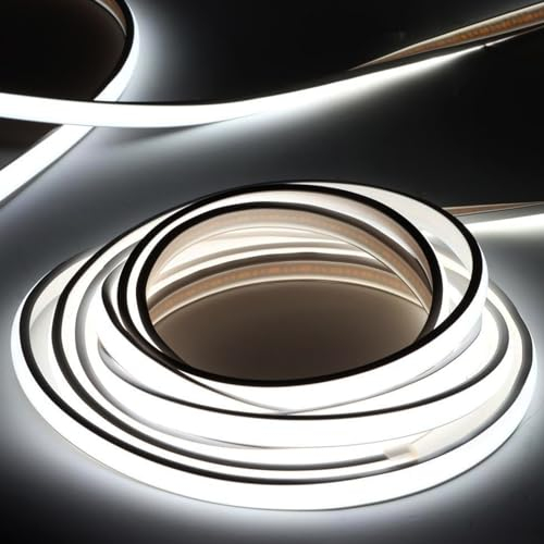 pcning COB LED Streifen 230V Ohne Trafo 20M Kaltweiss IP67 Wasserdicht, 20 Meter 6000K LED Strip Light Hell Aussen Leiste 230 Volt Direktanschluss (Kaltweiss, 20m)