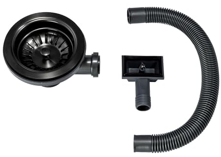 ENKI, SA021, Kitchen Sink Strainer Basket Waste Overflow Pipe Single 1.0 One Bowl Kitchen Sinks, Gunmetal Grey