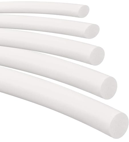 Stubotar Silikonschaum Seal Strip Dia 9mm x 5M Lange, Runde Feste Schwamm weiße Streifen Weich Langlebig für DIY, Dichtung, Schaumschlauch
