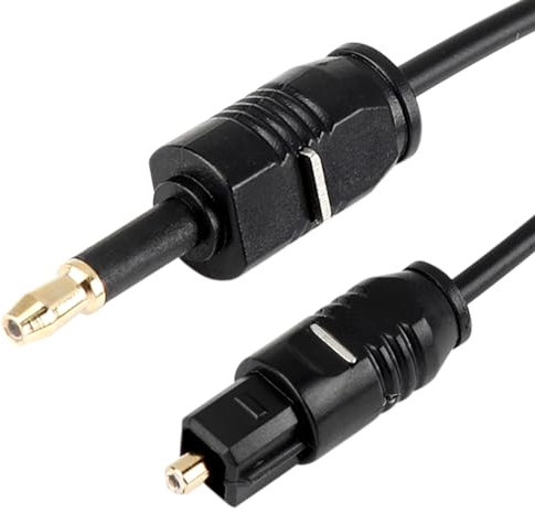 talNite Cable Óptico Mini Toslink de 3,5 mm para Audio Digital, Conector Chapado en Oro de 24K, Cable SPDIF para Home Theater, TV, DVD, CD - Negro (1 Metro)