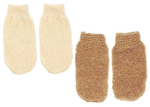 Pack Leinen Körperpeeling Handschuhe für Bad, Tiefenrein, Hautfreundlich
