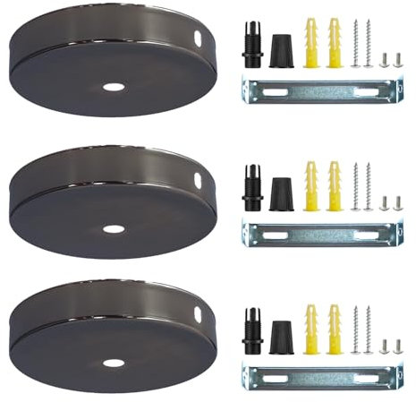 Zzcy 3 Stück Schwarz Metall Kabelabdeckung Deckenlampe Baldachin 100 x 2mm Deckenbaldachin Rund Verteilerbaldachin Schwarz Metall Deckendose Rosette mit Zugentlastung Klemmnippel