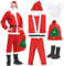 ROELLY Weihnachtsmann Kostüm, 7-Teiliges Herren-Weihnachtsmannkostüm, Nikolaus Kostüm Mit Mütze, Bart, Gürtel, Cartoon-Träger, Lederstiefel, Weihnachtsmann, Erwachsene