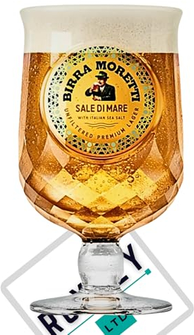 Roxley Birra Sale di mare Moretti Unfiltered Pint Glass Beer Man Cave Lager 56CL Glass X1 Pint Glasses Made in UK