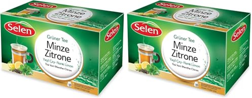 Selen Tè Verde Menta-Limone, 20 bustine di tè confezionate singolarmente - 36 g (Confezione da 2)
