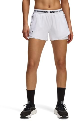 Under Armour Damen UA Tech™ Play Up 2-in-1-Shorts, Weiß/Weiß/Schwarz, M