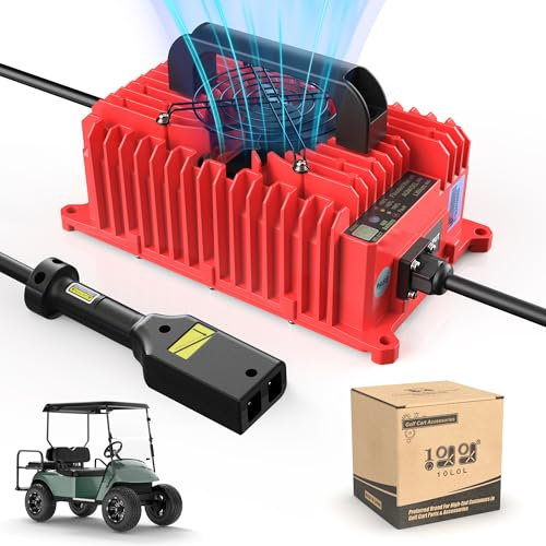 10L0L Golf Cart 18 AMP 36 Volt EZGO TXT Battery Charger with D Style Plug for Golf Carts with a Lead-Acid Battery, Maintenance-Free Battery & Lithium Battery 18A 36V Fast Charging Light & Portable