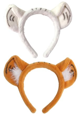 2 Stück Tiger-Stirnbänder, Süße Plüsch-Stirnbänder, Gesichtswasch-Stirnbänder, Cosplay-Haar-Accessoires, Bekleidungszubehör