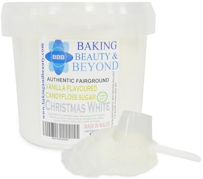 Baking Beauty and Beyond Premium Candy Floss Sugar 800g - Christmas White Vanilla Flavour