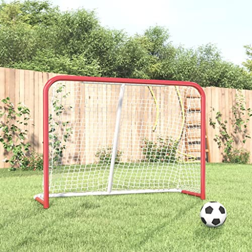 Hockeytor mit Netz, 153 x 60 x 118 cm, Rot und Weiß
