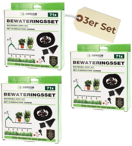 3x 15 m Bewässerung Garten Tropfbewässerung Tröpfchenbewässerung Tropfschlauch Bewässerungssystem Bewässerungsset Hochbeet Balkon Pflanzen