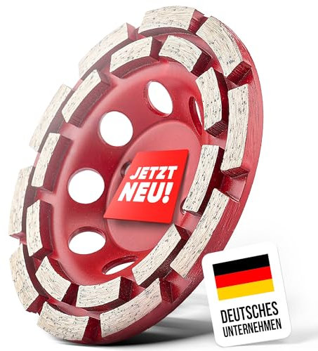 Diamantschleiftopf 125mm für Winkelschleifer | Harte Bindung für maximale Abriebkraft | Profi-Zubehör zum Beton & Estrich schleifen, Fliesenkleber entfernen | Diamant-Schleiftopf für Schleifer