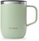QWETCH - Mug Isotherme Inox Recyclé avec Anse -Vert Tilleul 350ml - Tasse Isotherme Café & Thé - 6h Chaud & 12h Froid - Bouchon Coulissant Anti-Éclaboussures & Compatible Infuseurs
