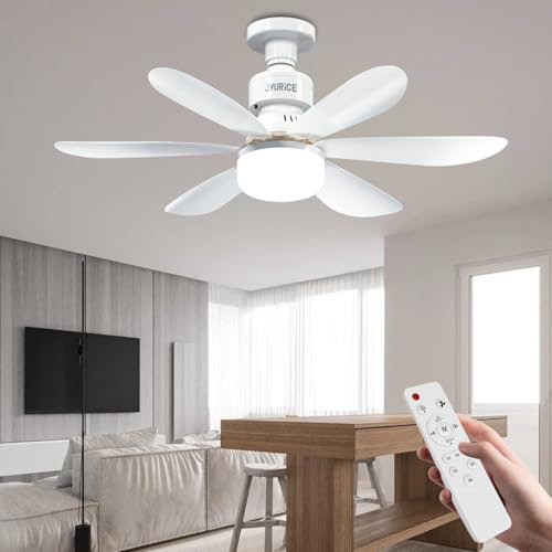 JVURICE Plafonnier Ventilateur 52cm Température de couleur, Iuminosité & Minuterie Réglables, Protection Silencieuse et Arrêt d'urgence, Avec Tube d'extension Pour Chambre à Coucher/Salon/Bureau