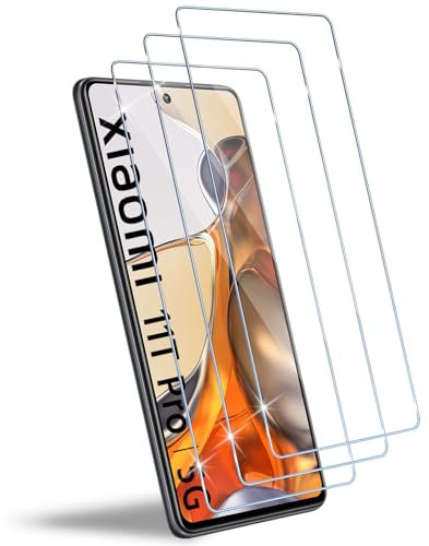 HidWee Protector Pantalla Compatible con Xiaomi 11T 5G / Xiaomi 11T Pro 5G Cristal Templado, 3 Piezas HD Protector de Pantalla, Sin Burbujas, Anti-Arañazos, Antihuellas, 9H Dureza Vidrio Templado