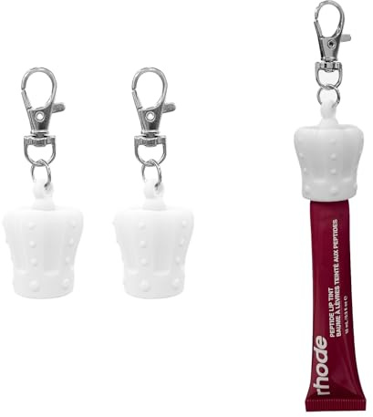 2 x Schlüsselanhänger für Lipgloss, Sommerfreitage, Lippenbalsam-Halter, Schlüsselanhänger, tragbares Lipgloss-Etui für Frauen und Mütter, weiß, M