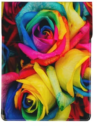 Roses aux pétales Arc-en-Ciel,Housse en Cuir synthétique pour Ordinateur Portable, Sacoche pour Ordinateur Portable, Sacoche pour Tablette
