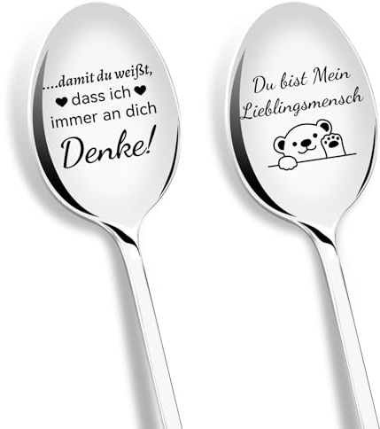 PIAKAZIQA Jahrestag Geschenke für Sie Ihn, 2er Kaffeelöffel mit Gravur | Hochzeitstag Geschenke für Paare, Hochzeitstag Geschenk für Frauen, Geburtstagsgeschenk für Männer, Liebes Geschenk für Mann