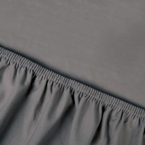 Kayori Edo Spannbettlaken für Topper Antrazit 80-90x200 cm, Baumwollsatin, Matratzenhöhe bis 12 cm