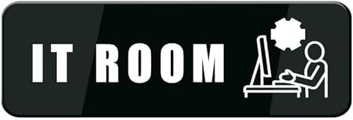 Acrylic IT Room Sign for Home Offices, Server Rooms & Corporate Tech Departments, Strong Self-Adhesive, 3x9 inch.