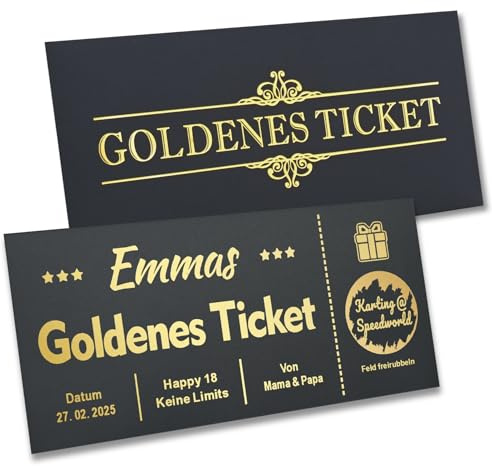TMT Personaliesiertes Goldenes Ticket Geschenk Rubbelkarte | Ready to Gift | Geschenke für Männer und Frauen | Gutschein zum Ausdrucken Weihnachten| Rubbellose selber machen Zeit statt Zeug