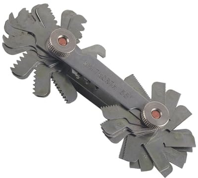 LICAEVEY Misuratore Preciso del Passo della Vite Whitworth con Testa Magnetica, Design Leggero e Delicato - 51/52 Pezzi per la Misurazione del Passo del Dente della Filettatura Esterna (Metrico +