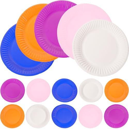 ROMISBABA 100 Piatti di Carta Colorati Rotondi 7 Pollici Usa e Getta, Resistenti e Decorativi per Feste, Compleanni, Eventi DIY