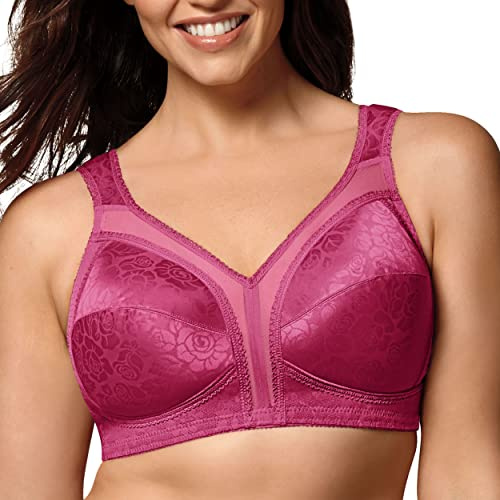 PLAYTEX Womens 18 Hour Comfort-strap Wireless Bra, Full-coverage With 4-way Trusupport, Single & 2-pack Bra, Basic Signature Berry, 42C US