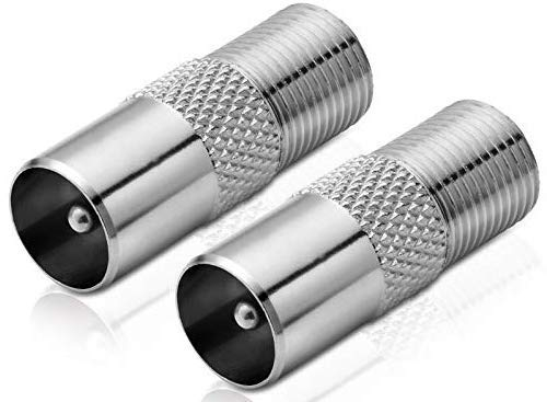 conecto Adapter F-Buchse auf IEC-Koax-Stecker, Antennen-Adapter zwischen F-Stecker für Sat-Kabel und IEC-Stecker für BK und DVB-T (2 Stück)