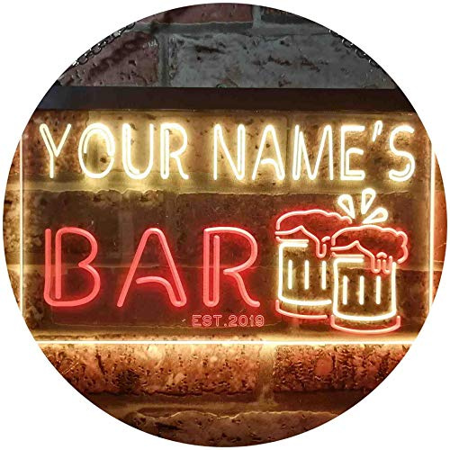 ADVPRO Personalized Your Name Est Year Theme Bar Beer Mug Decoration Dual Color LED Neon Sign Red & Yellow 400 x 300mm st6s43-w1-tm-ry