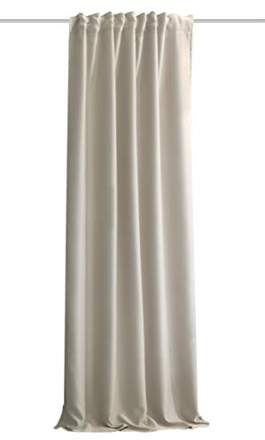 HOMEBasics ACUSTICO Rideau Acoustique uni avec Protection Contre Le Bruit, la Chaleur, Le Froid et Les Courants d'air + assombrissant | Naturel | 225 x 135 cm